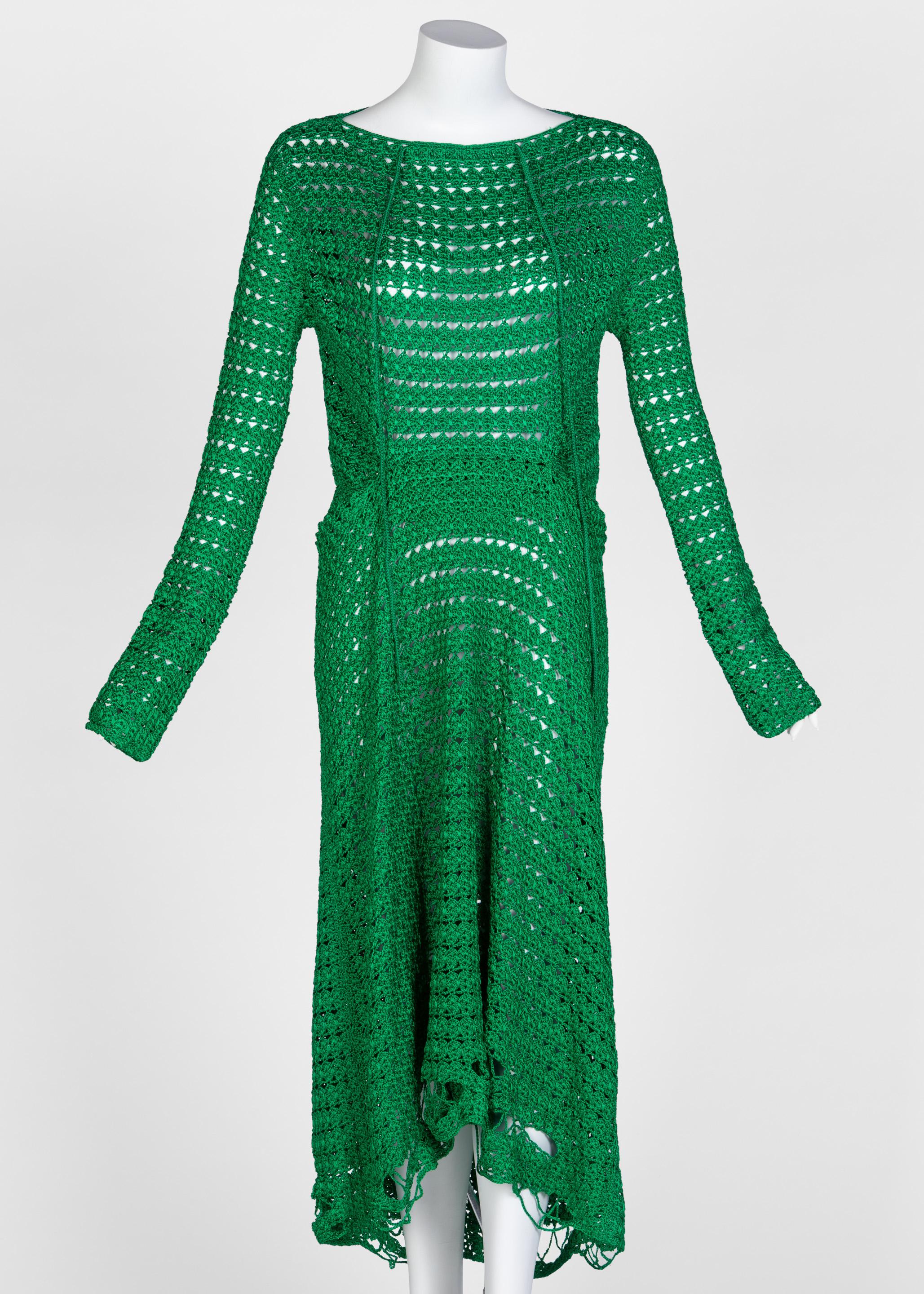 Balenciaga Emerald Green Crochet Dress, 2017 For Sale 1