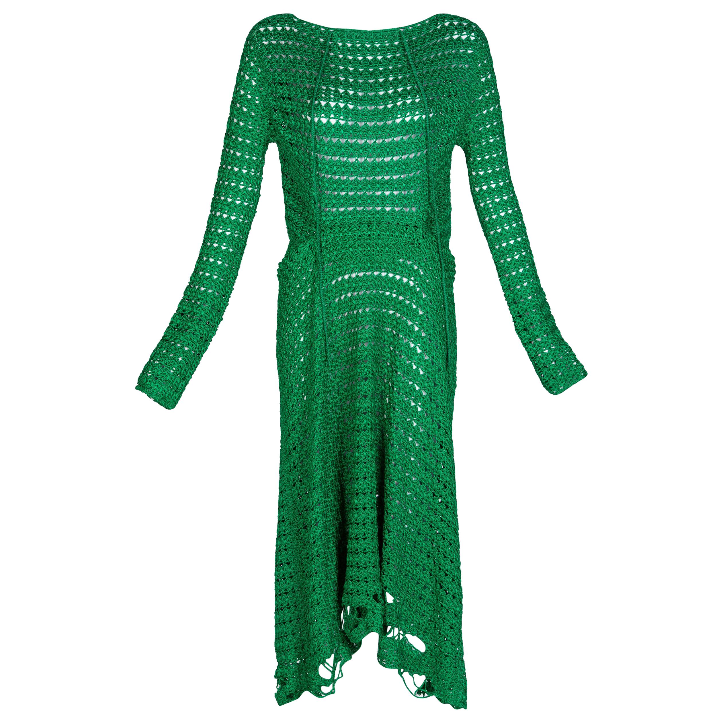 Balenciaga Emerald Green Crochet Dress, 2017 For Sale