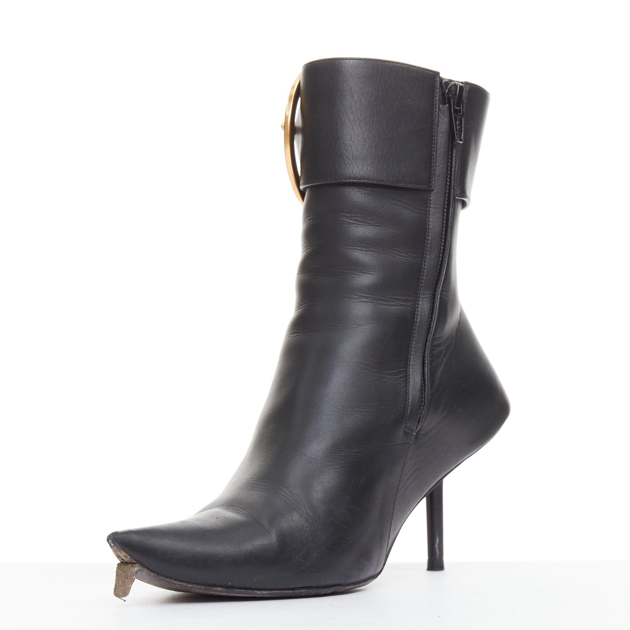 BALENCIAGA Essex 80 botines de piel negra con hebilla dorada EU36 en Bastante bueno estado para la venta en Hong Kong, NT