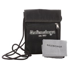 Vintage Balenciaga Est. 1917 Explorer Strap Pouch Embroidered Nylon Black