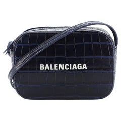 Balenciaga Everyday Camera Bag Crocodile Embossed Leather XS