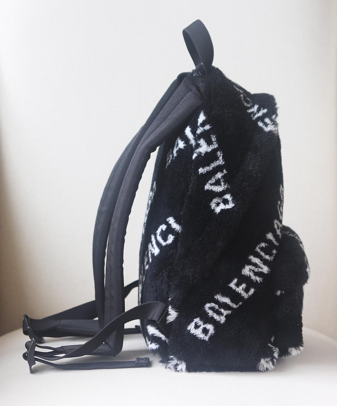 Black Balenciaga Everyday Leather and Canvas Trimmed Printed Faux Fur Backpack