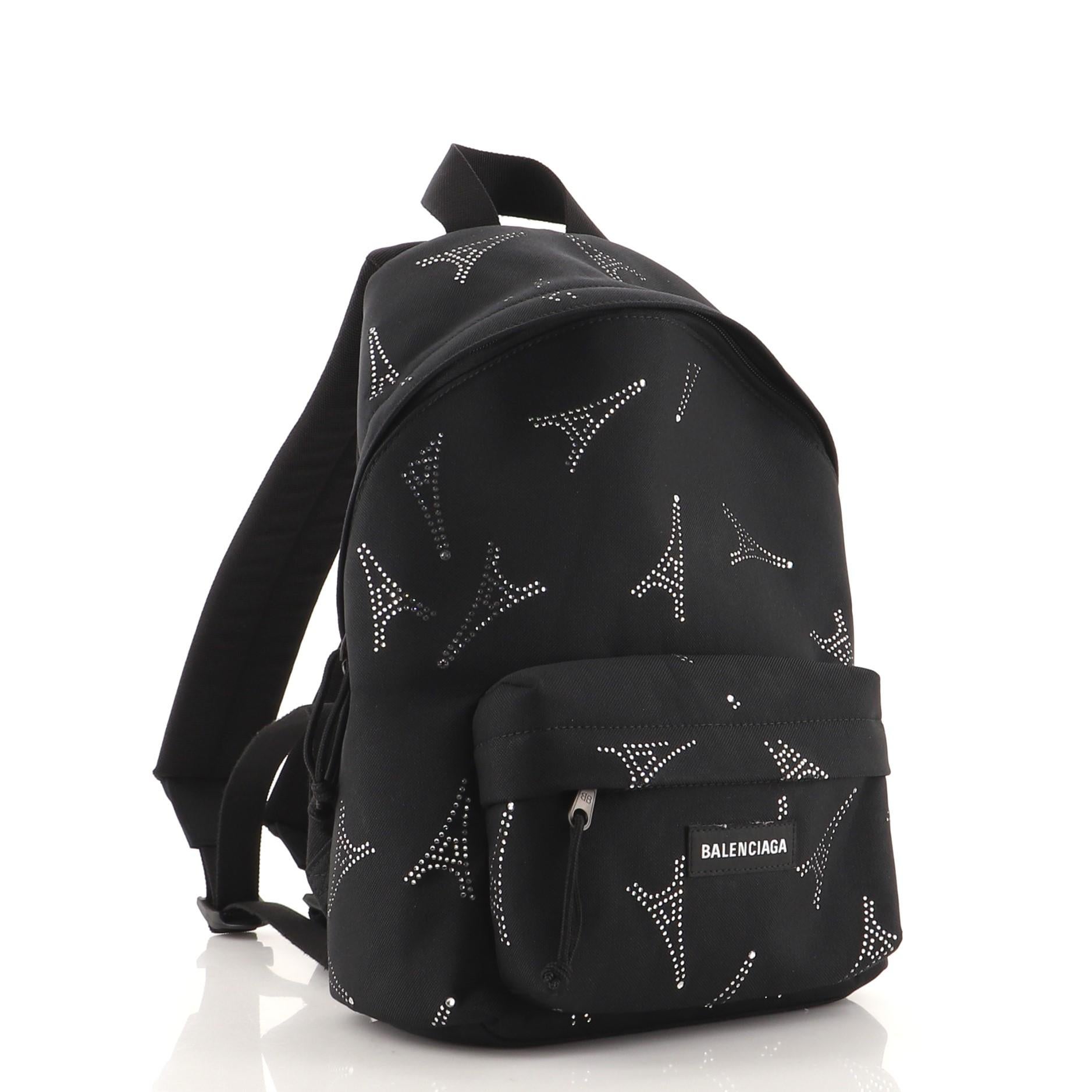 Black Balenciaga Explorer Backpack Embellished Canvas Small