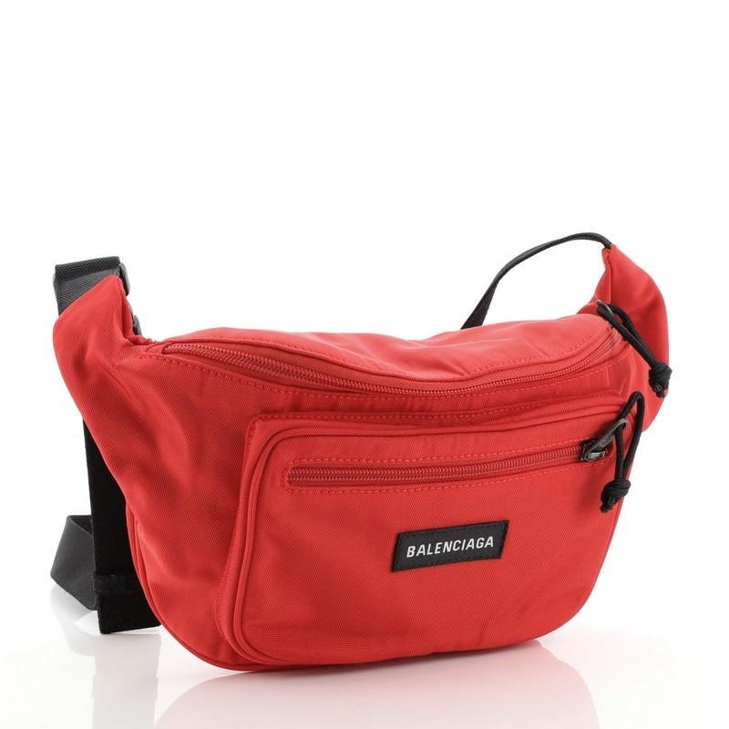 Red Balenciaga Explorer Belt Bag Canvas Medium