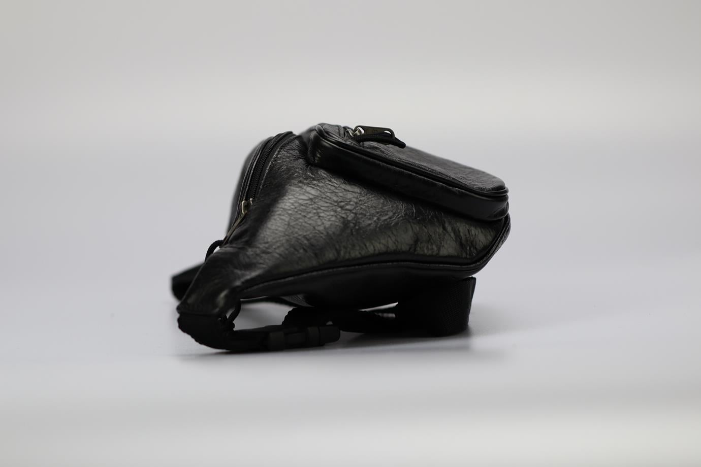 Black Balenciaga Explorer Crackled Leather Belt Bag For Sale