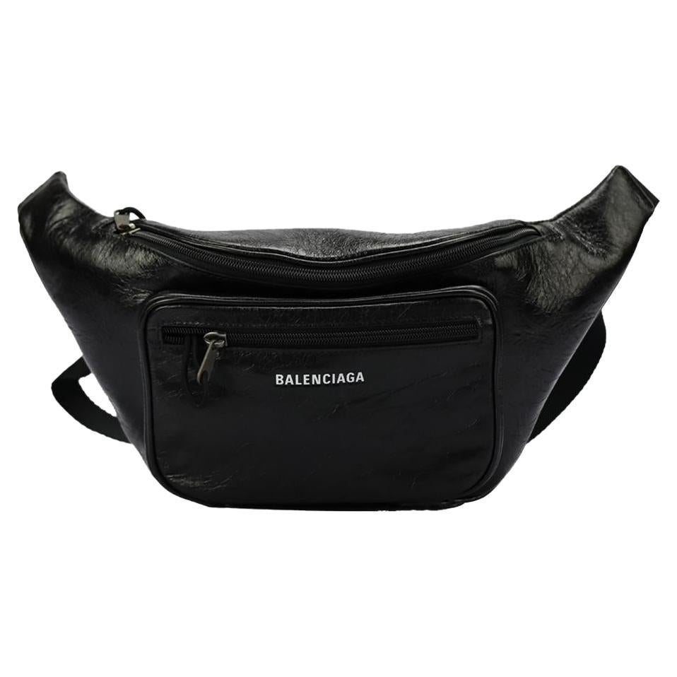 Balenciaga Explorer Crackled Leather Belt Bag For Sale