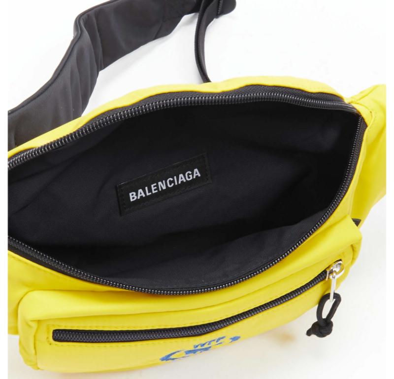 BALENCIAGA Explorer Double Pack Sharp WFP yellow nylon crossbody waist bag For Sale 5