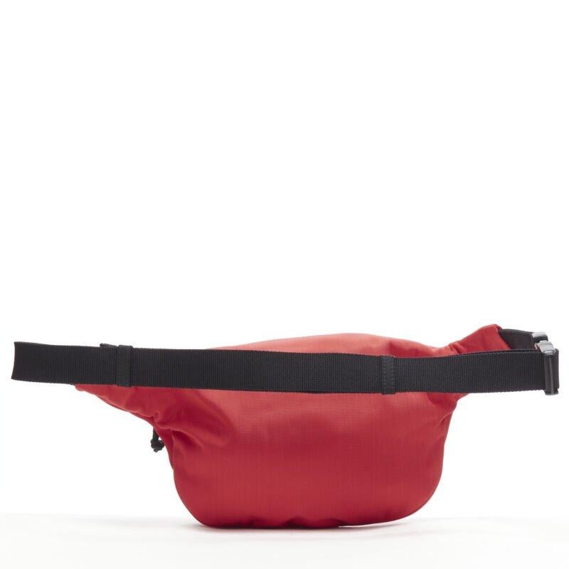 Men's BALENCIAGA Explorer red nylon logo dual pocket waist belt pack crossbody bag For Sale