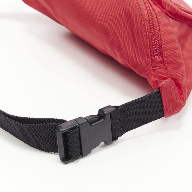 BALENCIAGA Explorer red nylon logo dual pocket waist belt pack crossbody bag For Sale 4