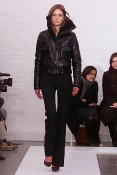 Balenciaga F/H 2002 par Nicolas Ghesquière Blouson bombardier en cuir avec col en tricot