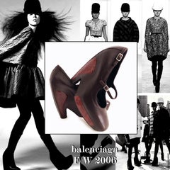 Balenciaga F/W 2006 Mary Jane Platform Heels Brown Leather Wood Sz 38 Runway HTF