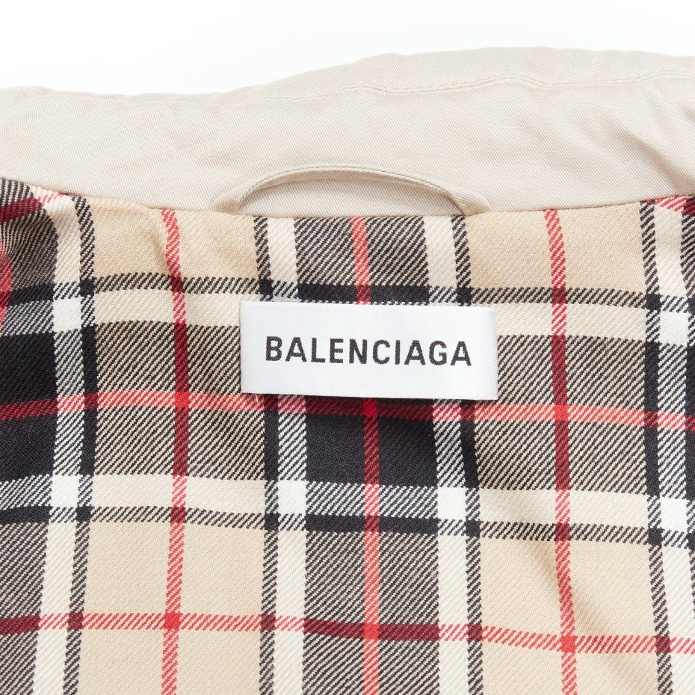 BALENCIAGA Fake Layering black leather beige trench belted coat M For Sale 8