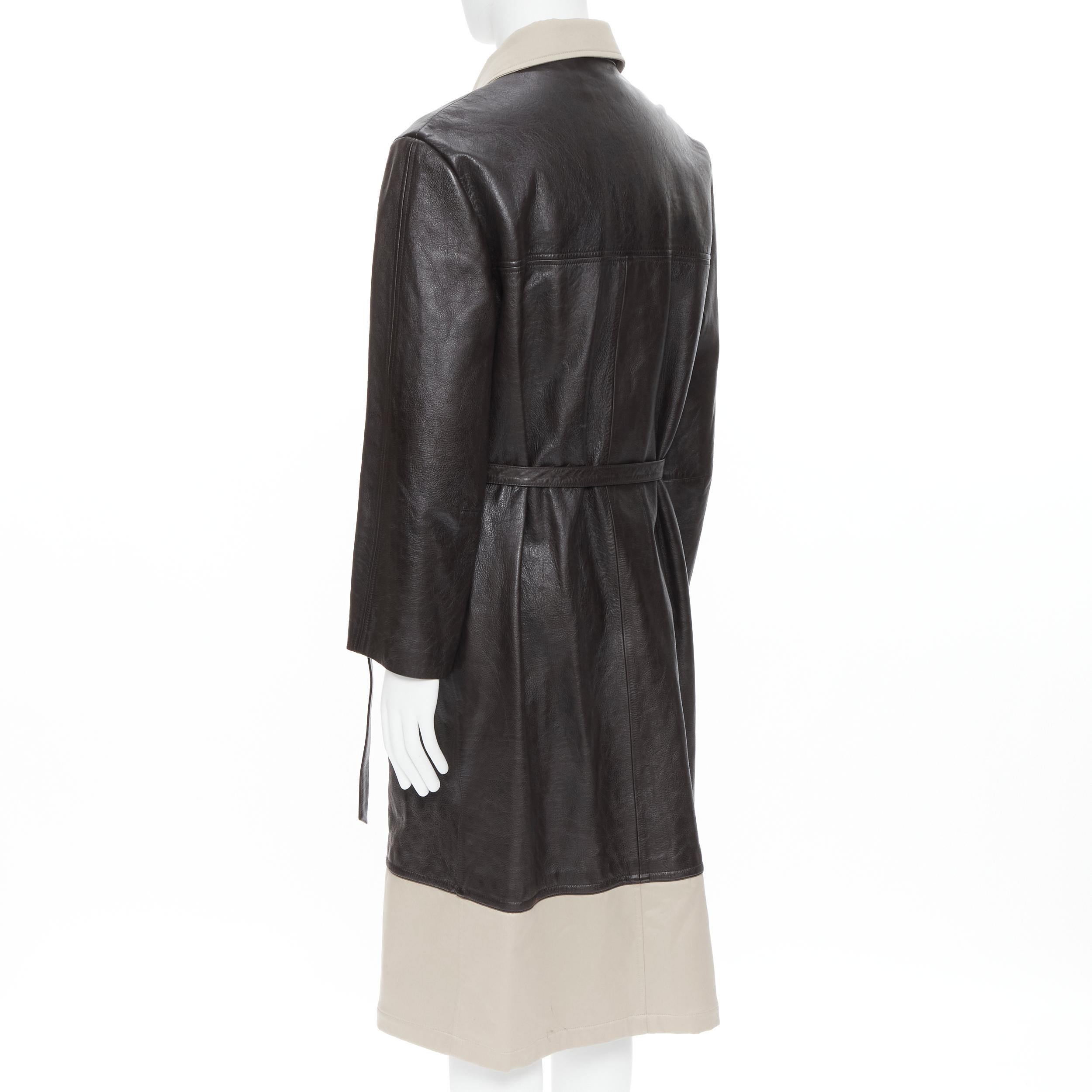 Black BALENCIAGA Fake Layering black leather beige trench belted coat M