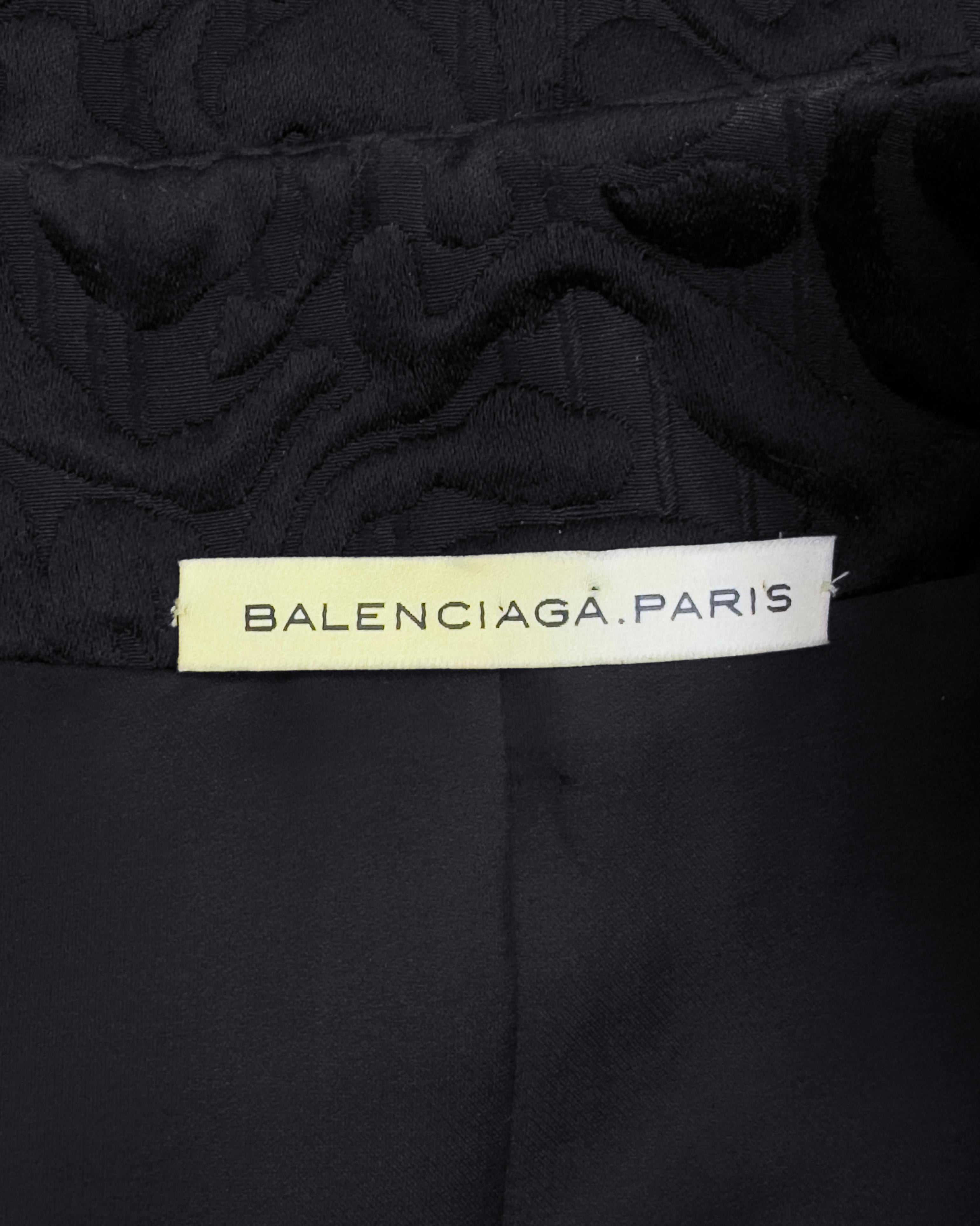 Balenciaga Automne 2006 - Veste en brocart noir avec péplum exagéré en vente 4