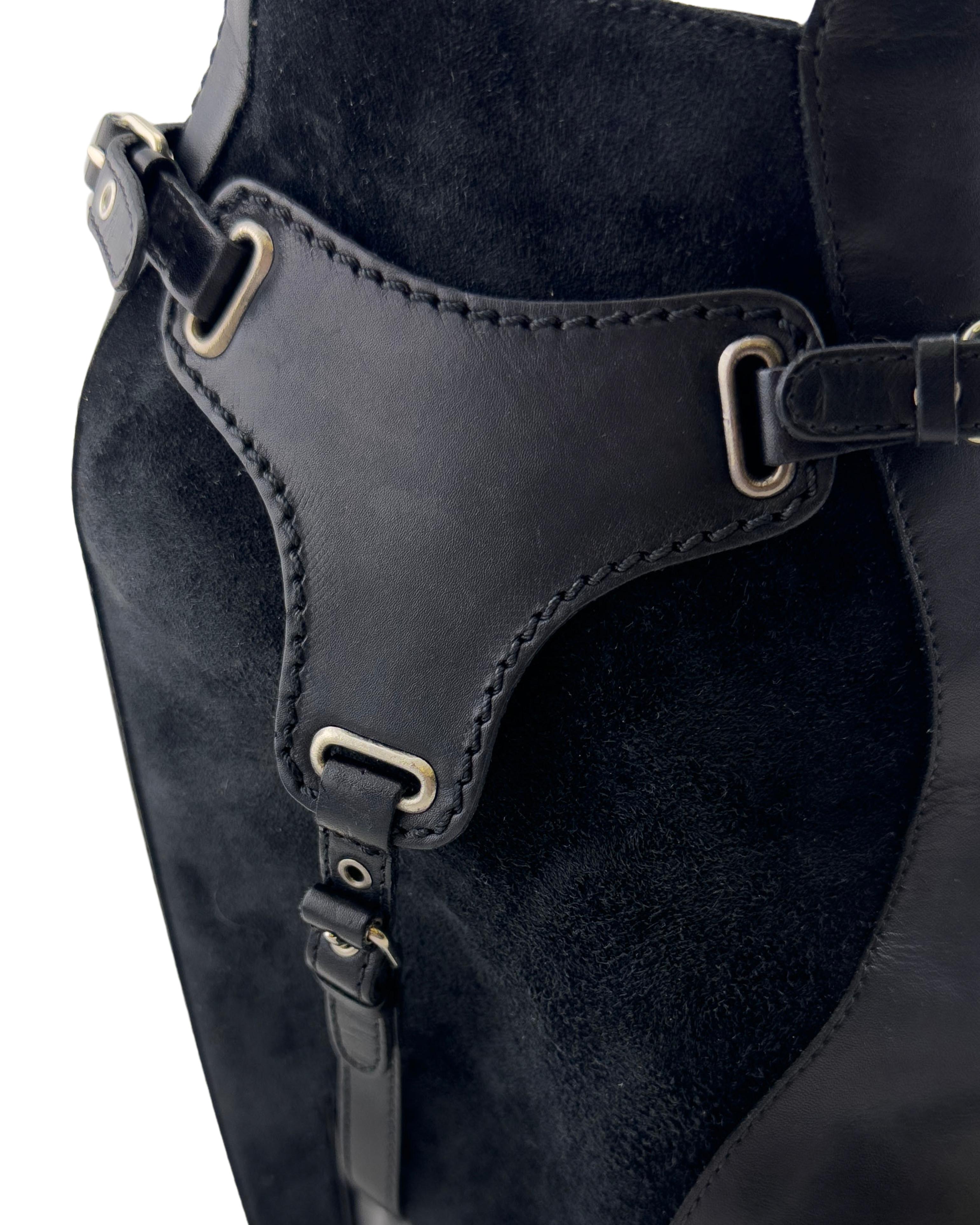 Balenciaga Fall 2006 RUNWAY by Nicolas Ghesquière Black Harness Ankle Boots 6