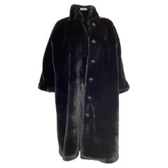 Balenciaga Faux Fur Coat in Black Polyester