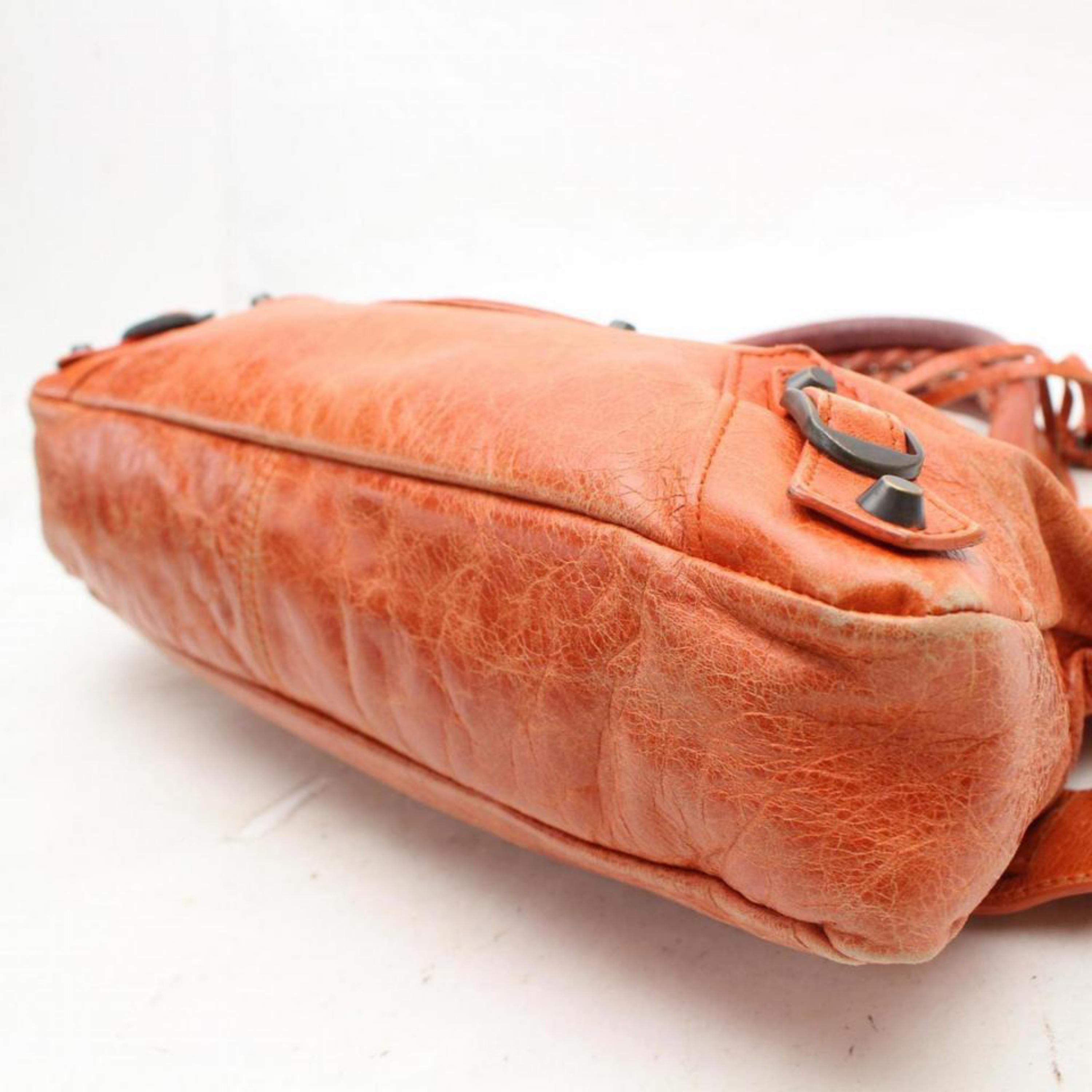 Balenciaga First 2way 868614 Orange Leather Shoulder Bag For Sale 8