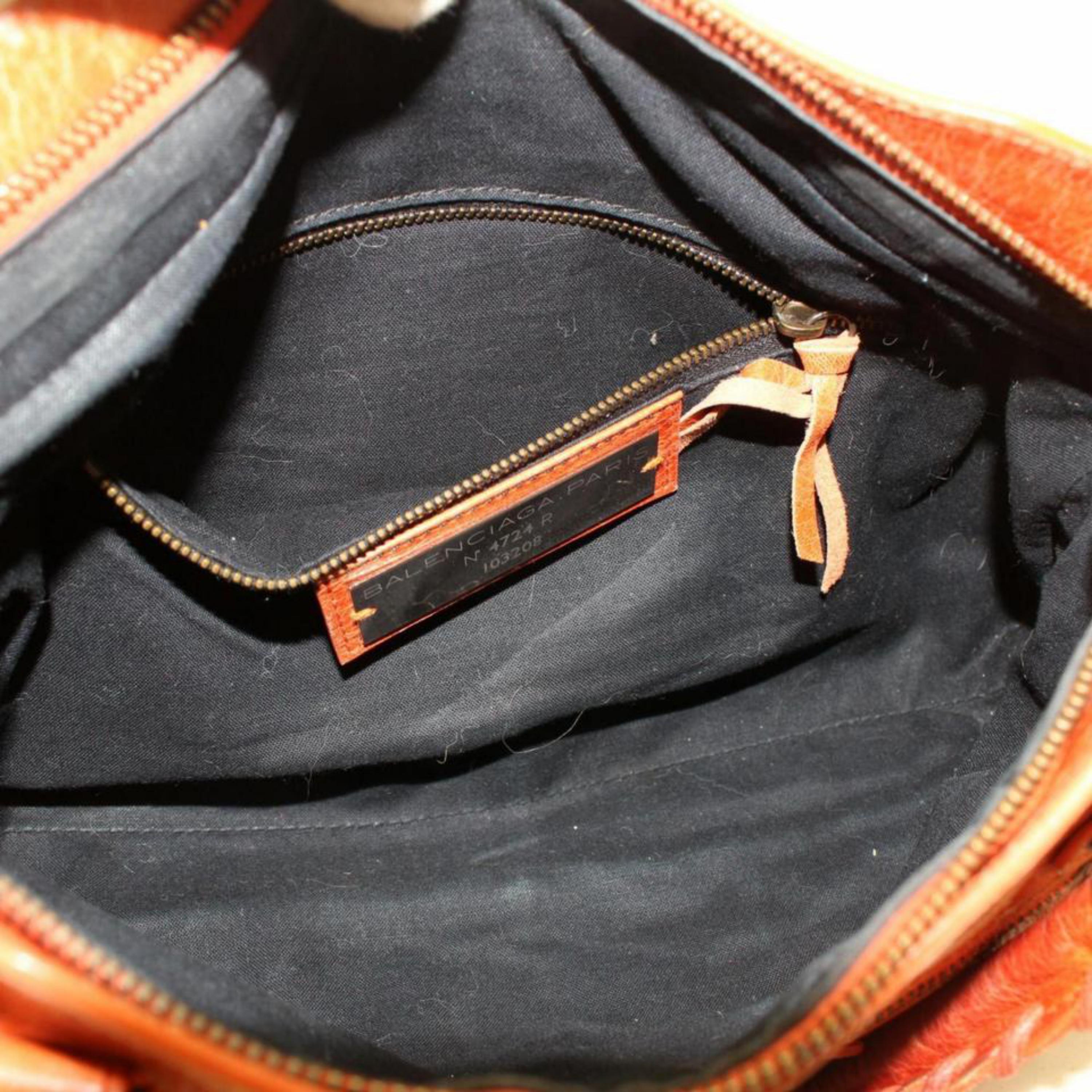 Balenciaga First 2way 868614 Orange Leather Shoulder Bag In Good Condition For Sale In Forest Hills, NY