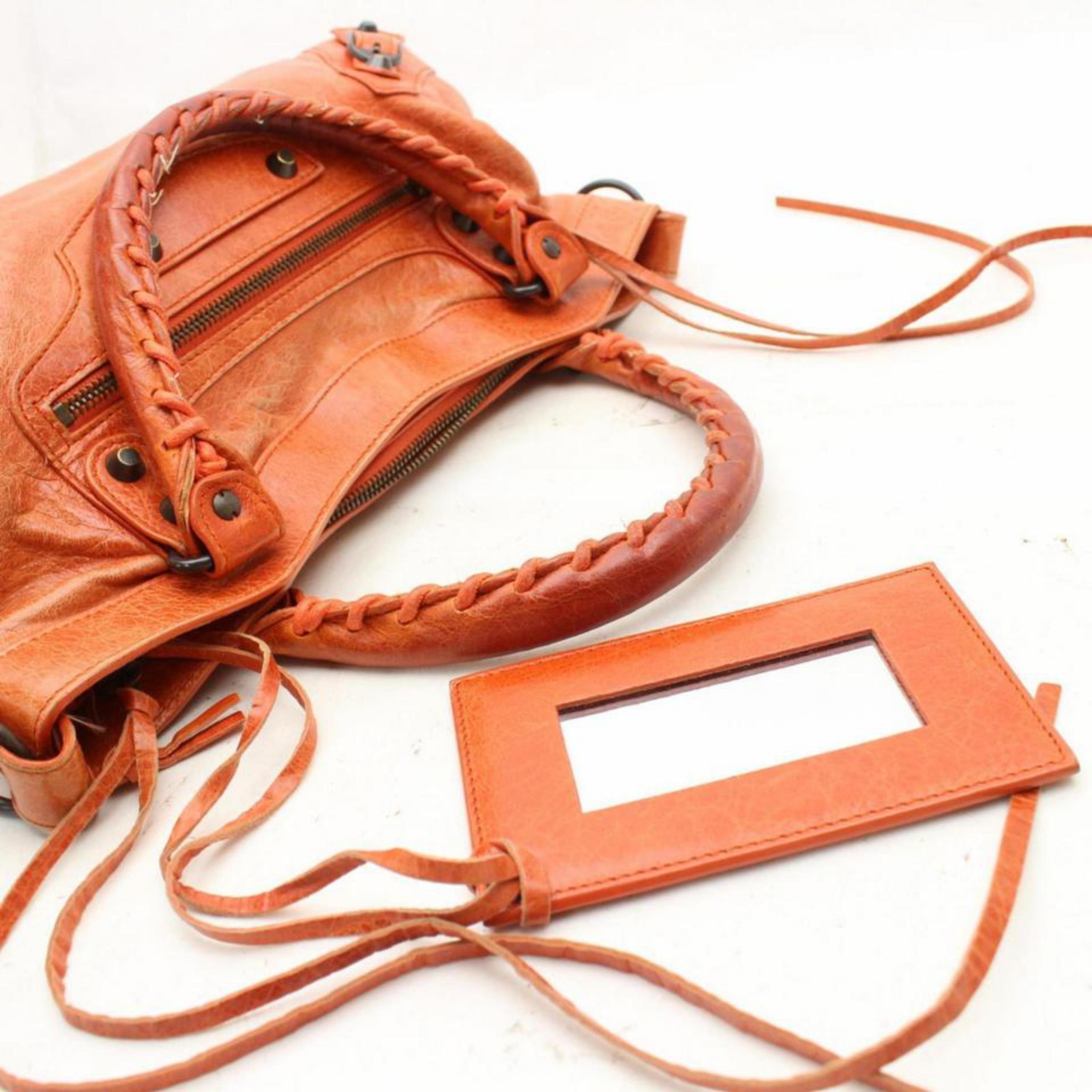 Balenciaga First 2way 868614 Orange Leather Shoulder Bag For Sale 1