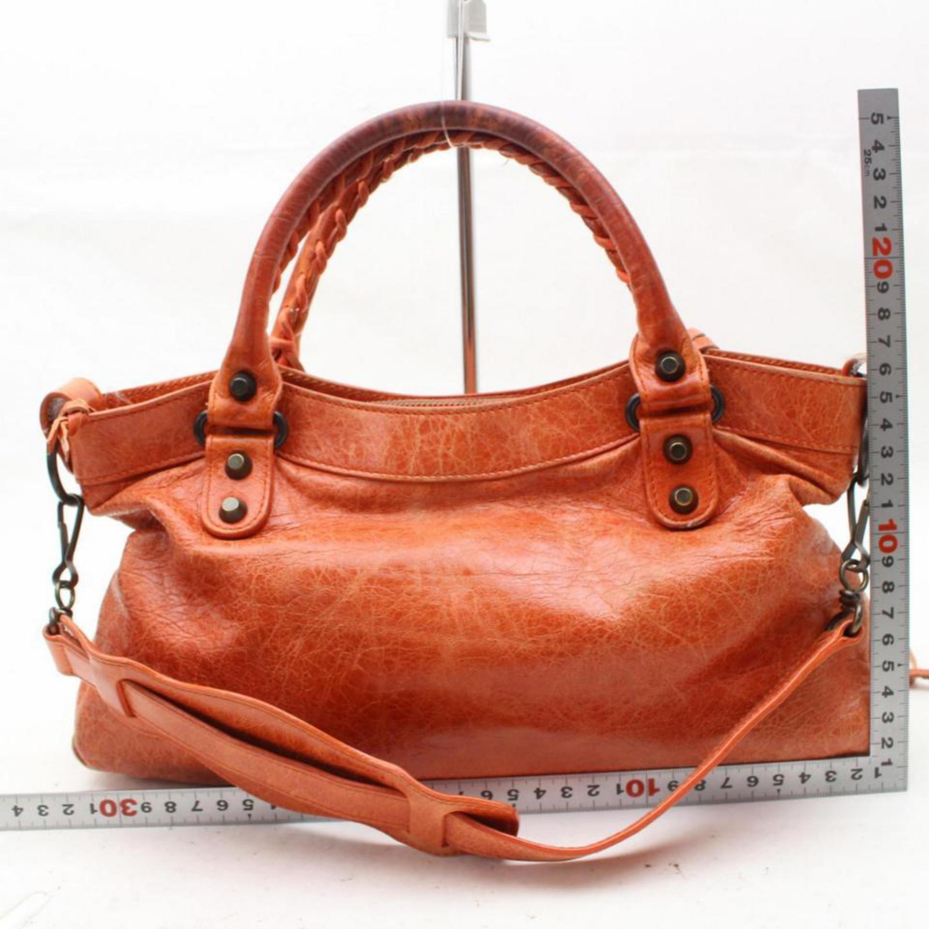 Balenciaga First 2way 868614 Orange Leather Shoulder Bag For Sale 2