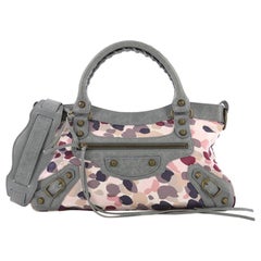 Balenciaga First Classic Studs Handbag Printed Nylon