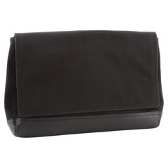 Balenciaga Flap Clutch Canvas with Leather Black Canvas Leather  