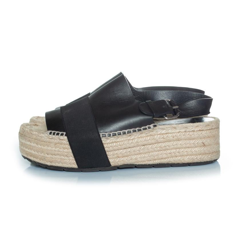 Balenciaga, Flat leather raffia sandals 2