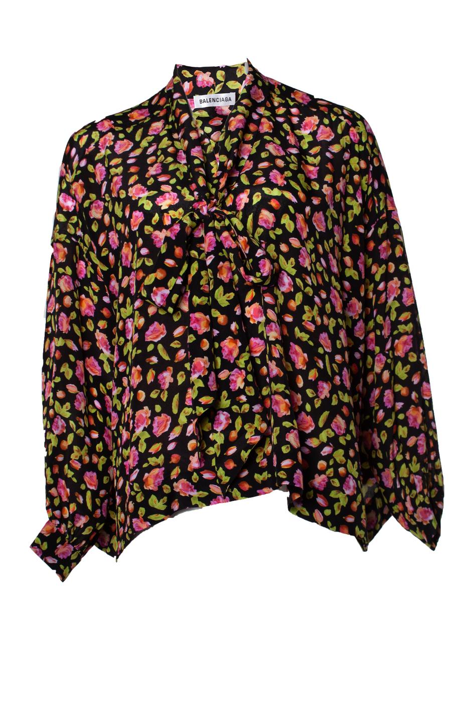 Balenciaga, Floral blouse with bow In Excellent Condition For Sale In AMSTERDAM, NL