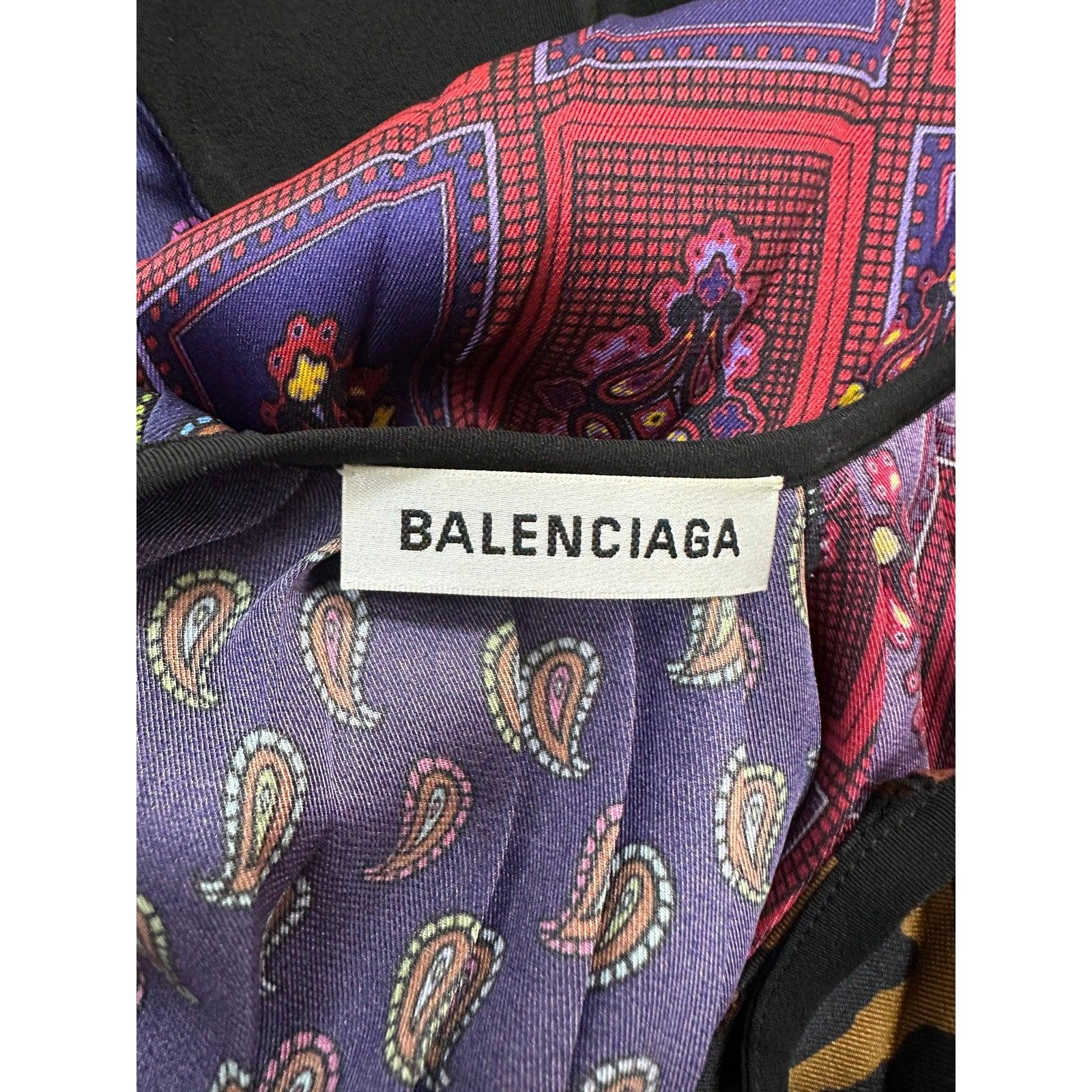 BALENCIAGA - Robe à foulard imprimé floral et logo en multicolore Excellent état - En vente à Krakow, PL