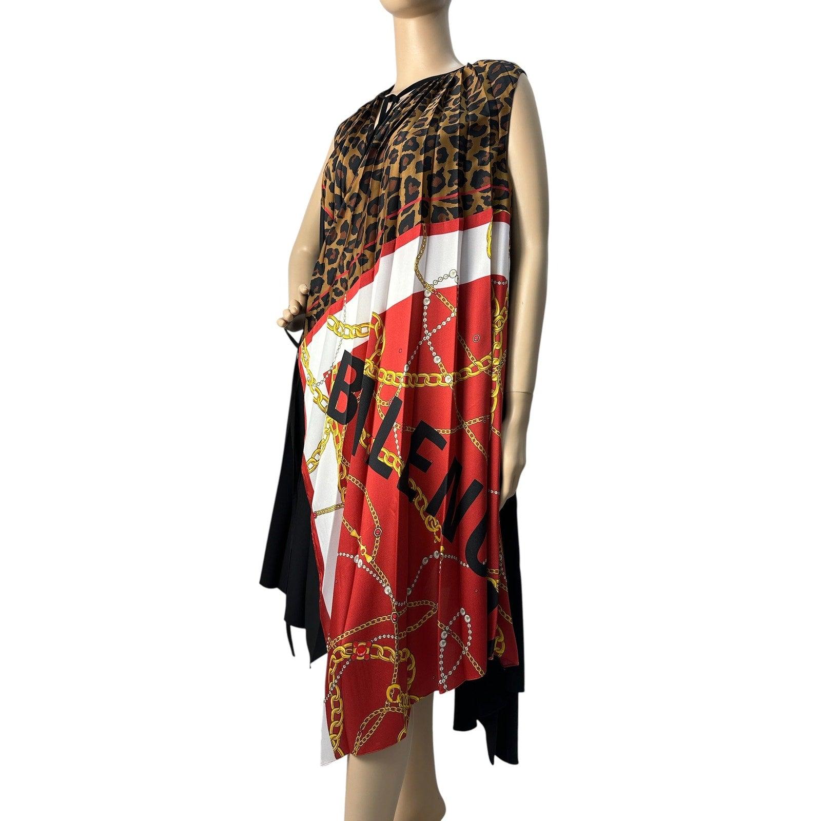 BALENCIAGA - Robe à foulard imprimé floral et logo en multicolore en vente 1