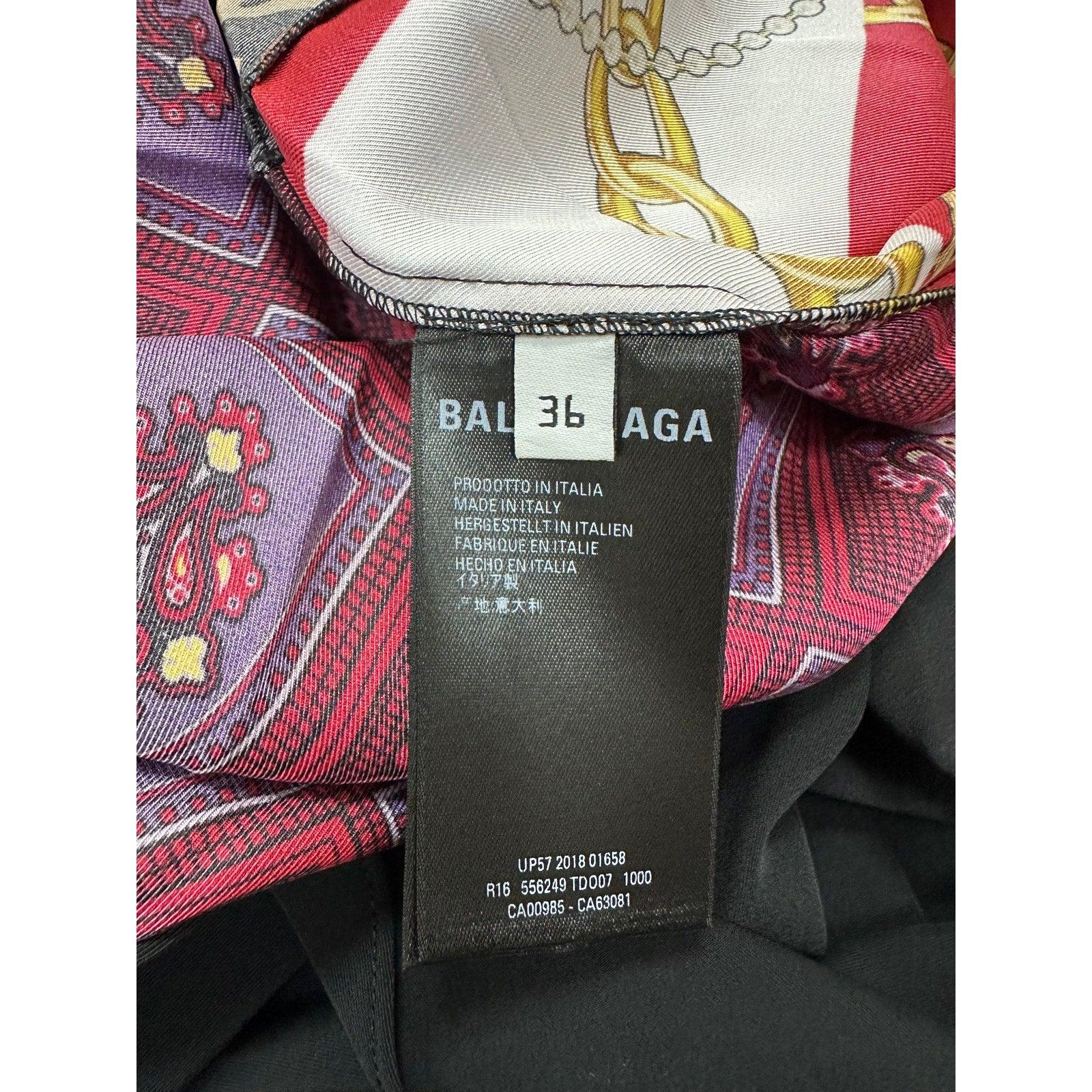 BALENCIAGA - Robe à foulard imprimé floral et logo en multicolore en vente 2