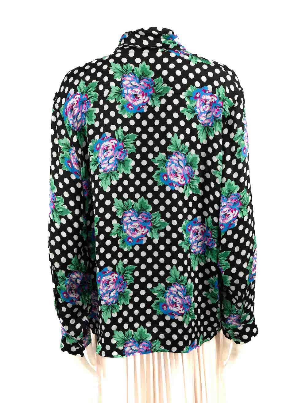 Balenciaga Floral Polka Dot Silk Blouse Size L In Good Condition For Sale In London, GB