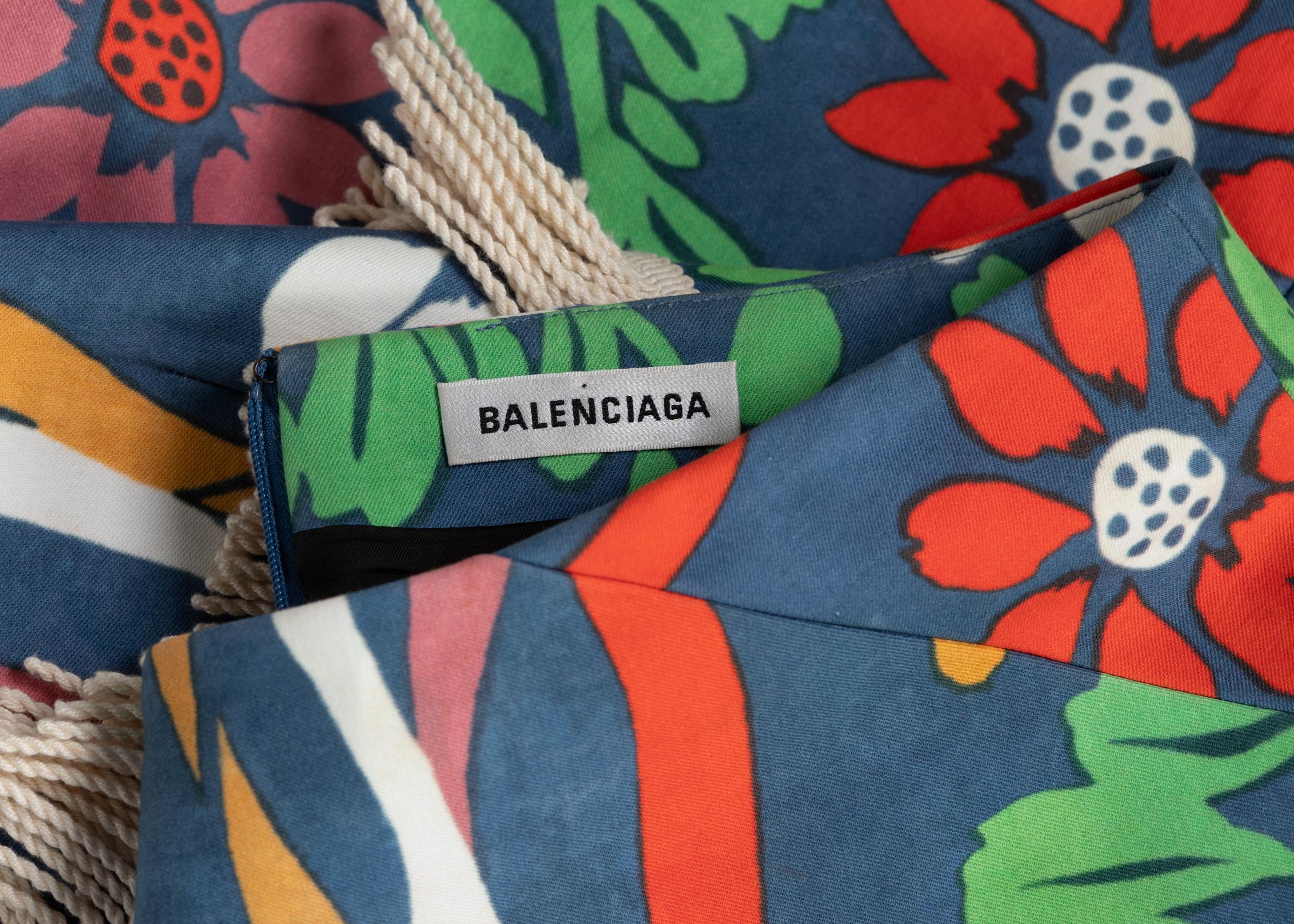 Balenciaga Floral print Fringe trim Knee length Skirt Runway , 2018 In Excellent Condition In Boca Raton, FL