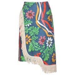 Vintage Balenciaga Floral print Fringe trim Knee length Skirt Runway , 2018