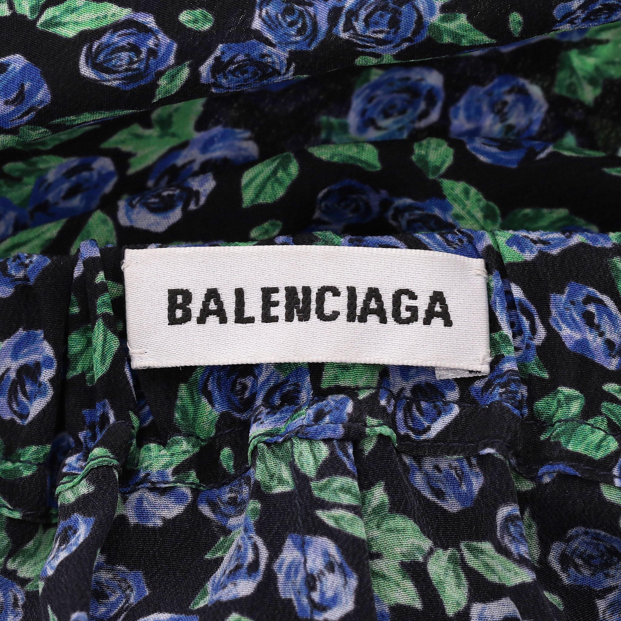 Balenciaga Floral Print Silk Wide-Leg Trousers For Sale 1
