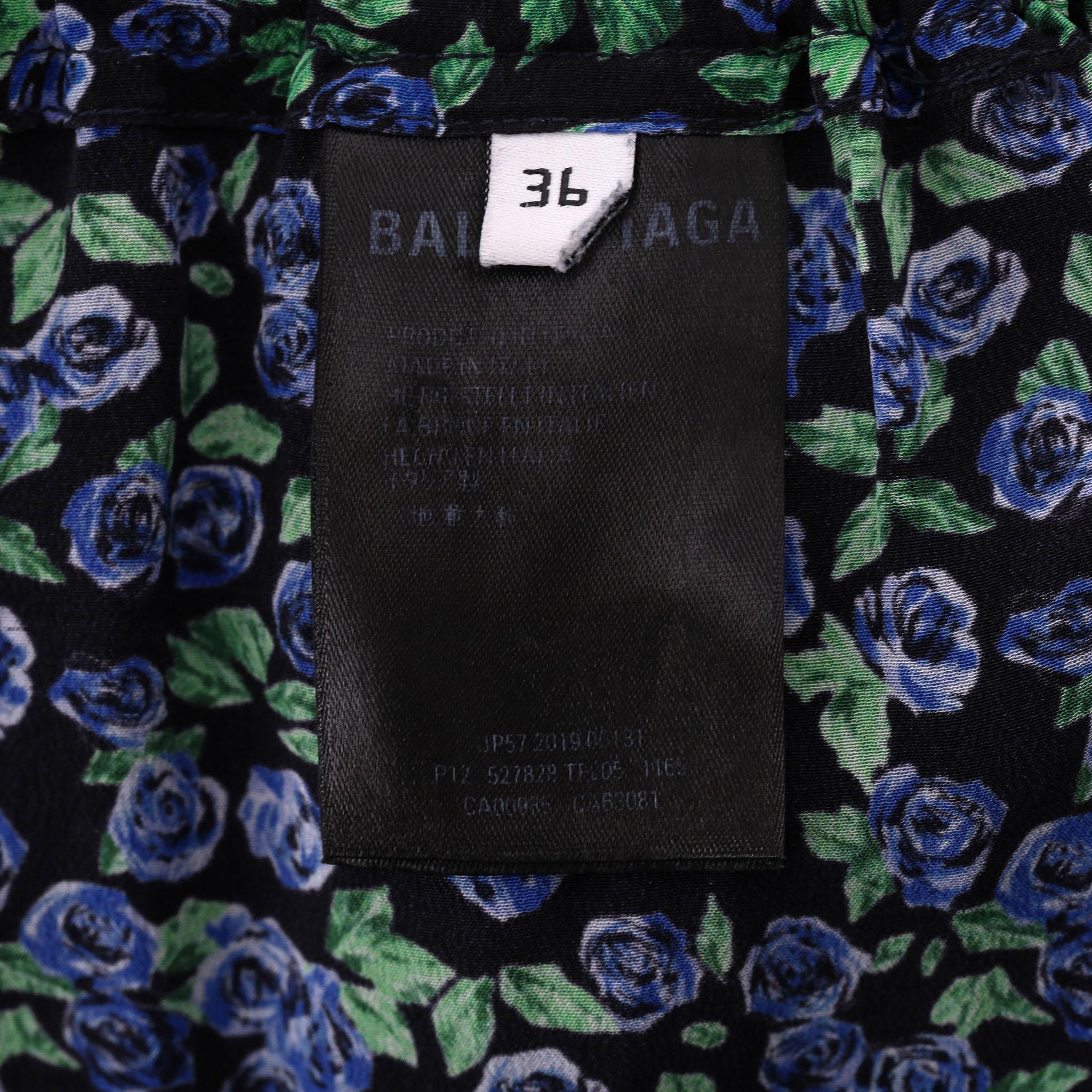 Balenciaga Floral Print Silk Wide-Leg Trousers For Sale 3