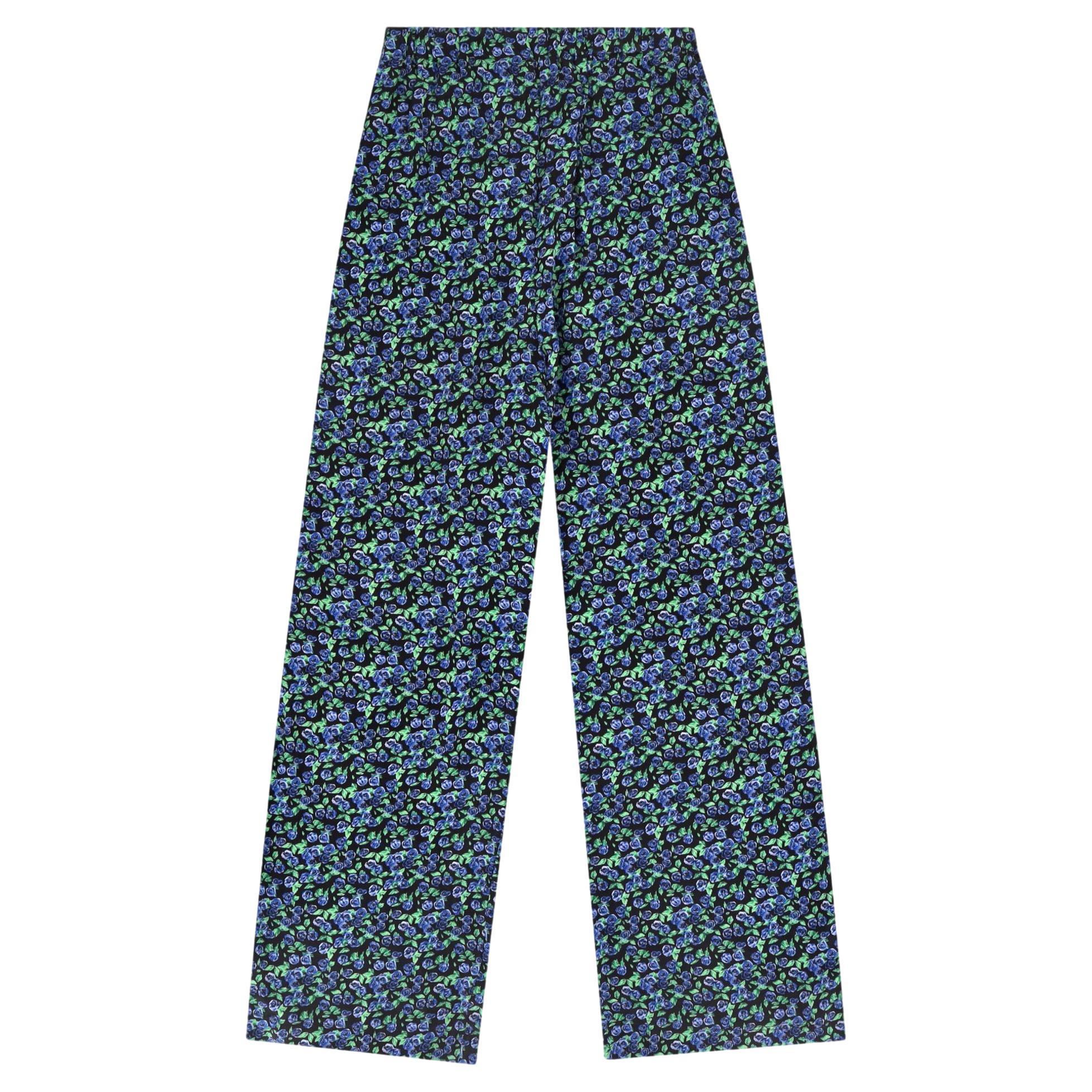 Balenciaga Floral Print Silk Wide-Leg Trousers For Sale