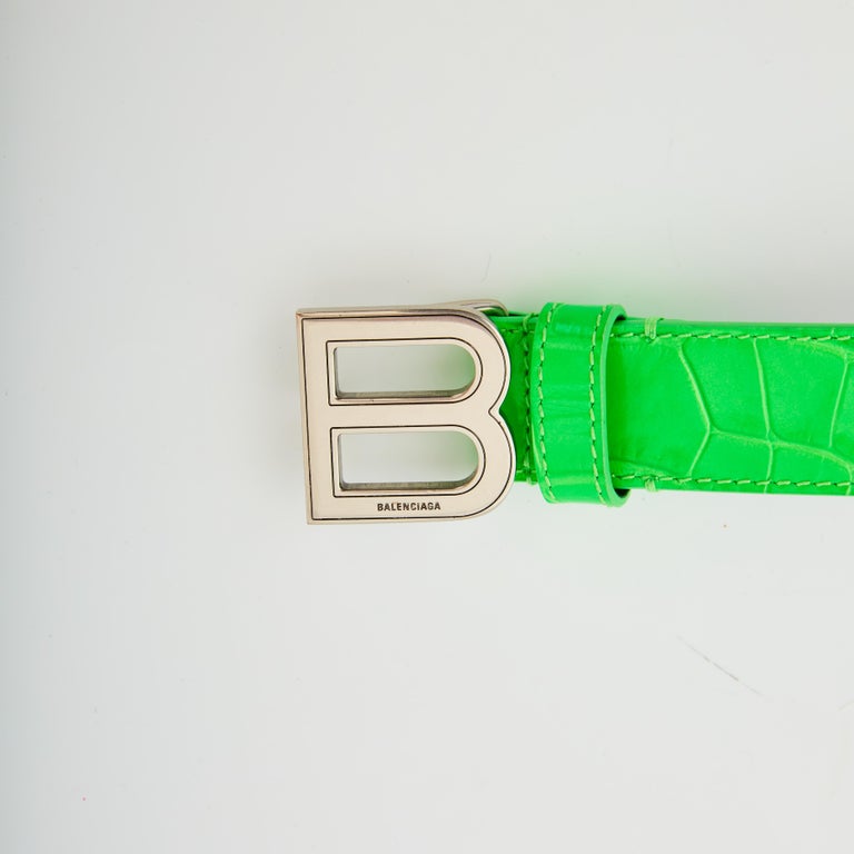 Balenciaga Fluo Green Thin Hourglass Belt (SIZE 85/34) 640828 For