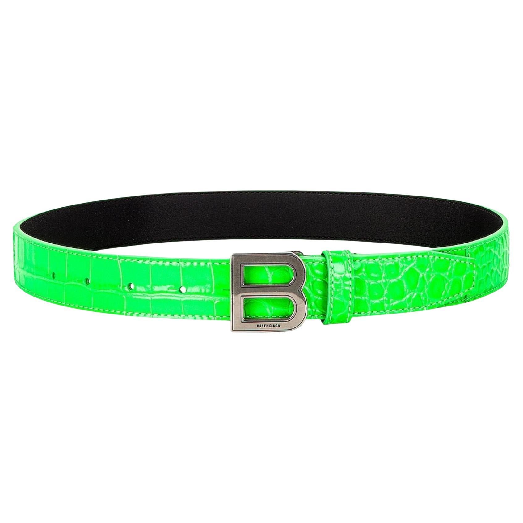Balenciaga Fluo Green Thin Hourglass Belt (SIZE 85/34) 640828