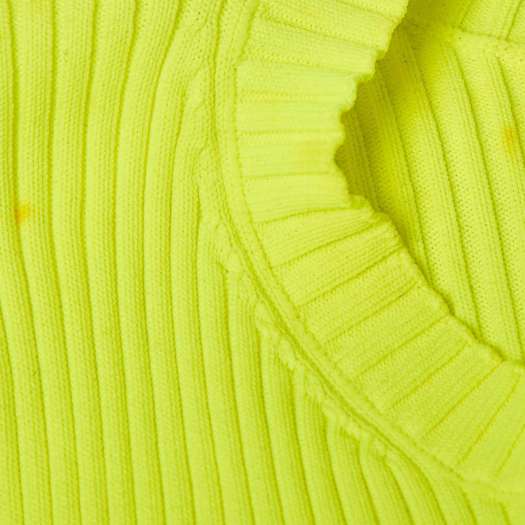 Balenciaga Fluorescent Green Rib Knit Sweater M In Good Condition For Sale In Dubai, Al Qouz 2