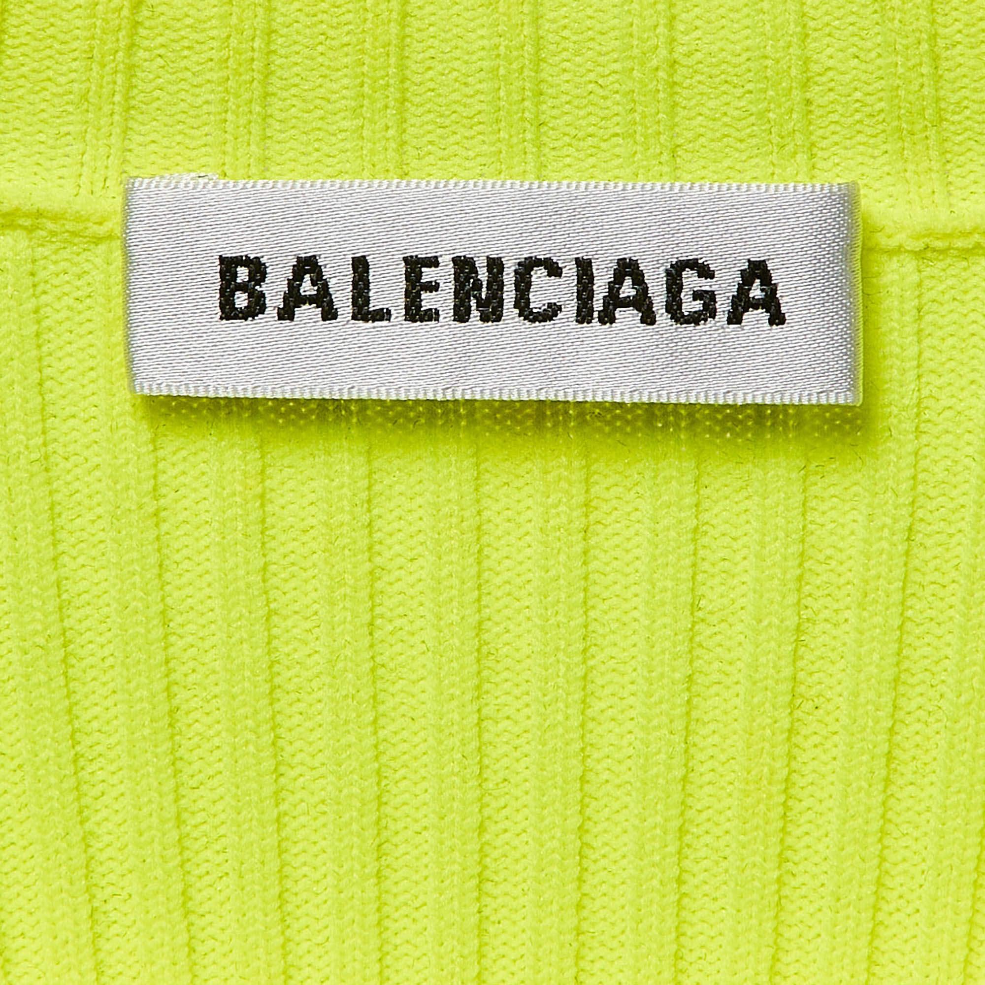 Women's Balenciaga Fluorescent Green Rib Knit Sweater M For Sale