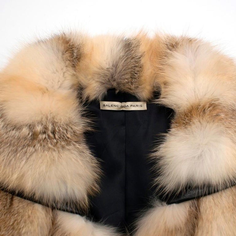 Balenciaga Fox Fur Coat with Leather Belt XS 40 at 1stDibs | balenciaga fur  coat