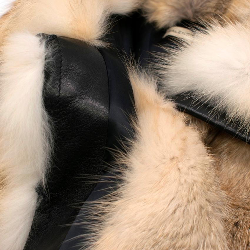Beige Balenciaga Fox Fur Coat with Leather Belt XS 40