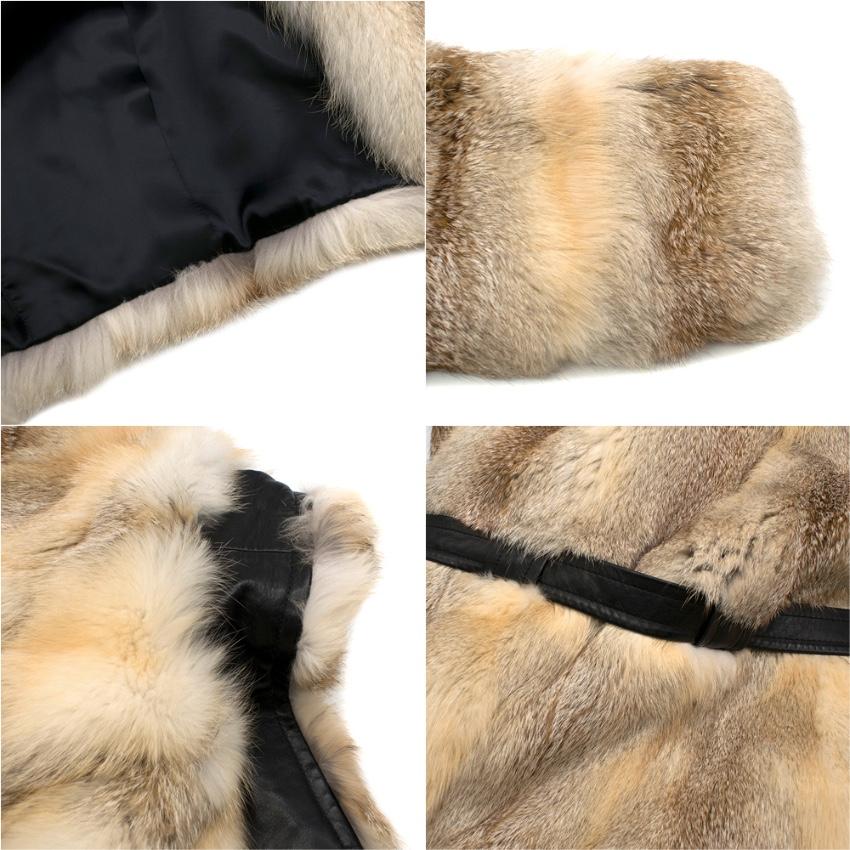 Women's Balenciaga Fox Fur Coat with Leather Belt XS 40