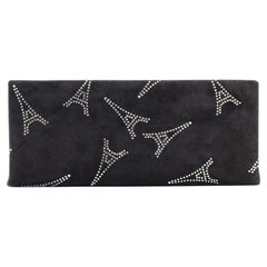 Balenciaga Frame Clutch Crystal Embellished Velvet Long