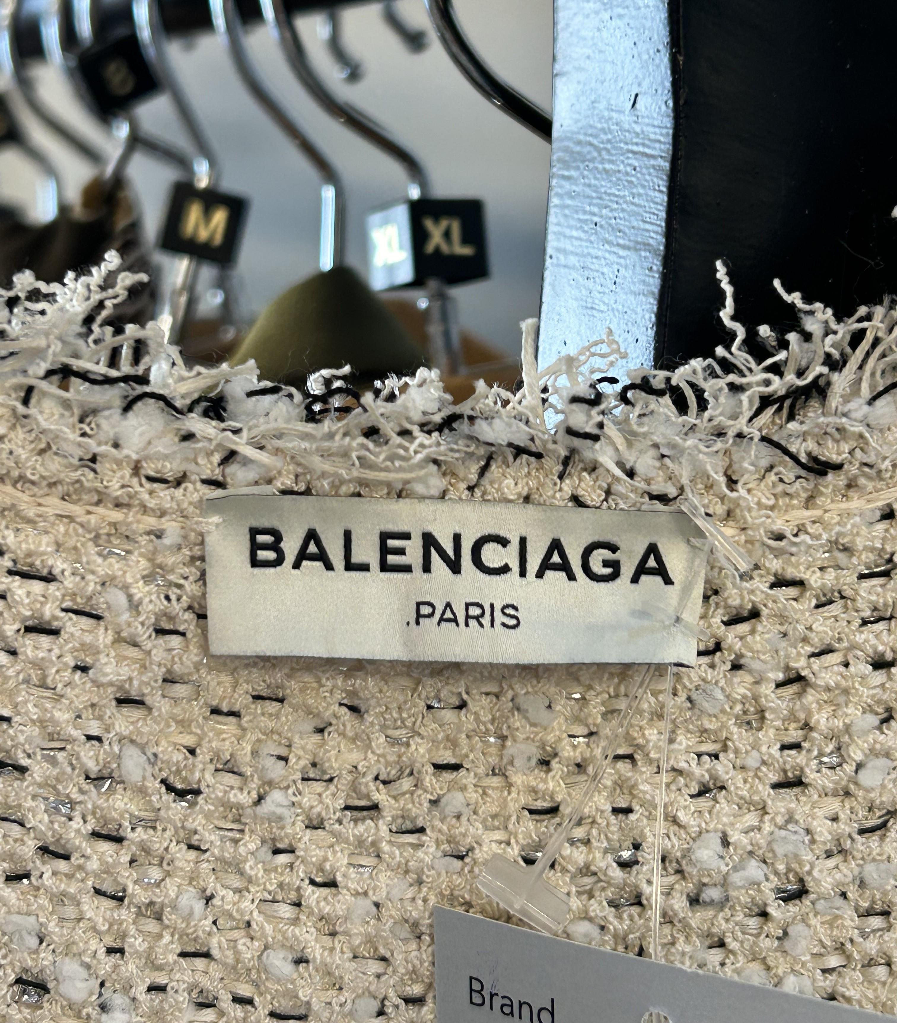Canotta in tweed con frange di Balenciaga taglia XS In condizioni buone in vendita a Amman, JO