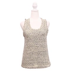 Balenciaga Tweed-Tanktop mit Fransen und Henkel Größe XS