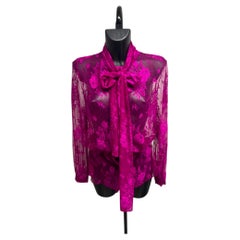 Balenciaga Fuchsia Lace Blouse with Lavallière Prefall 2019 by Demna Gvasalia