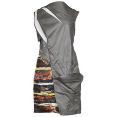 Balenciaga Futuristic Grey Leather & Print Dress 2010