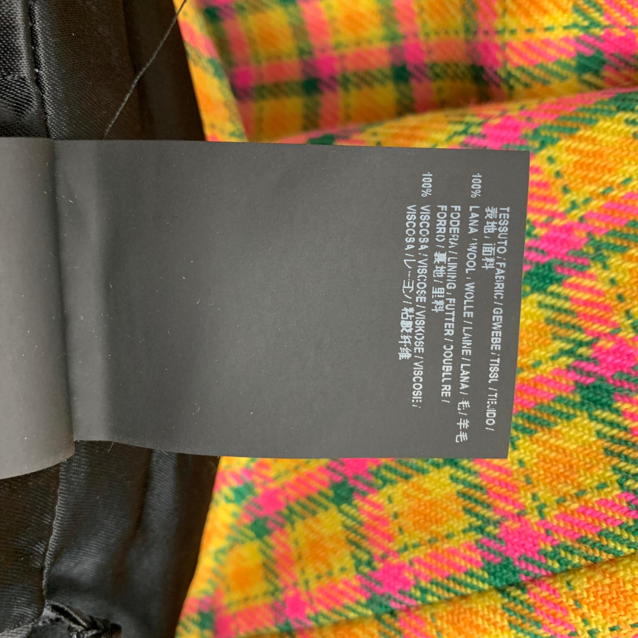 Orange BALENCIAGA FW 2018 Size 4 Yellow & Pink Check Print Wool / Viscose Skrit